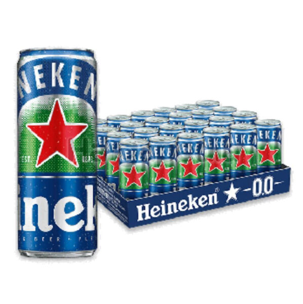 Heineken cero alcohol lata 355 ml paquete con 24 piezas